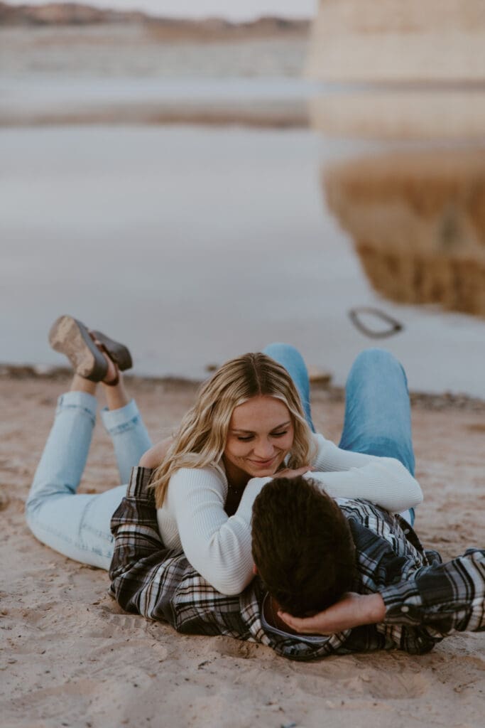 Braylee and Kacen | Lone Rock Lake Powell, Arizona Engagement Photos | Southern Utah Wedding and Elopement Photographer, Emily Dawn Photo