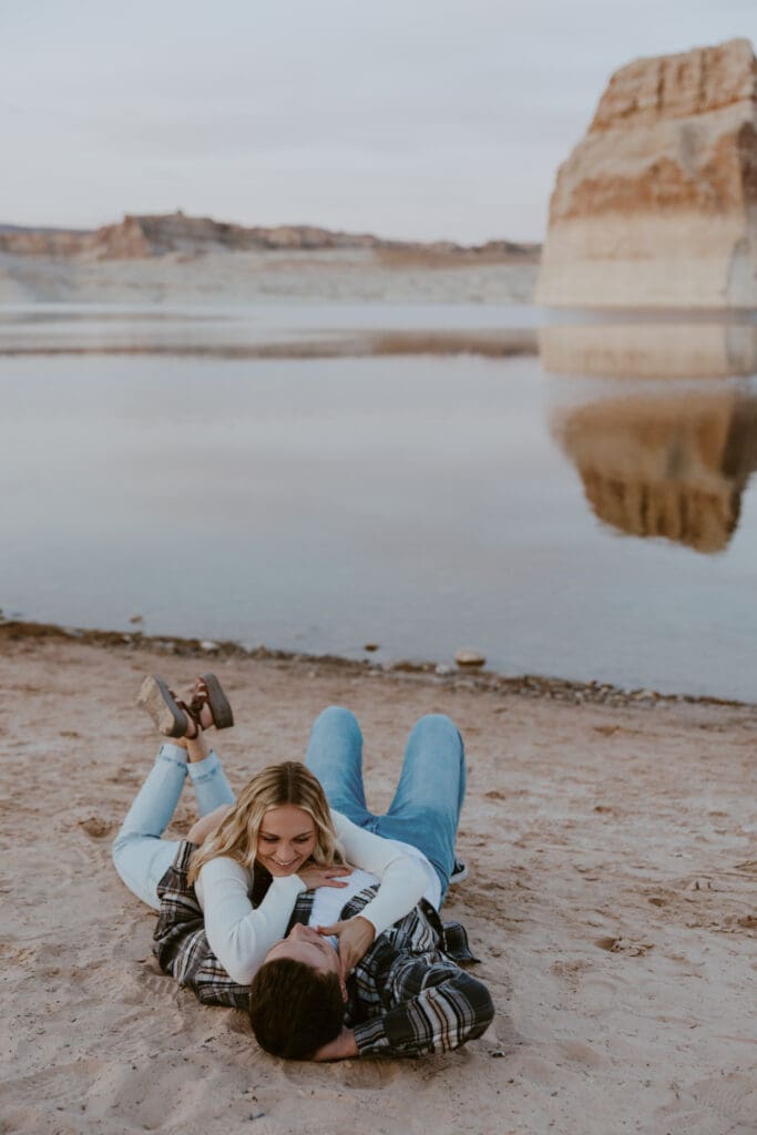 Braylee and Kacen | Lone Rock Lake Powell, Arizona Engagement Photos | Southern Utah Wedding and Elopement Photographer, Emily Dawn Photo