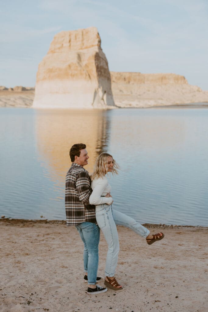 Braylee and Kacen | Lone Rock Lake Powell, Arizona Engagement Photos | Southern Utah Wedding and Elopement Photographer, Emily Dawn Photo