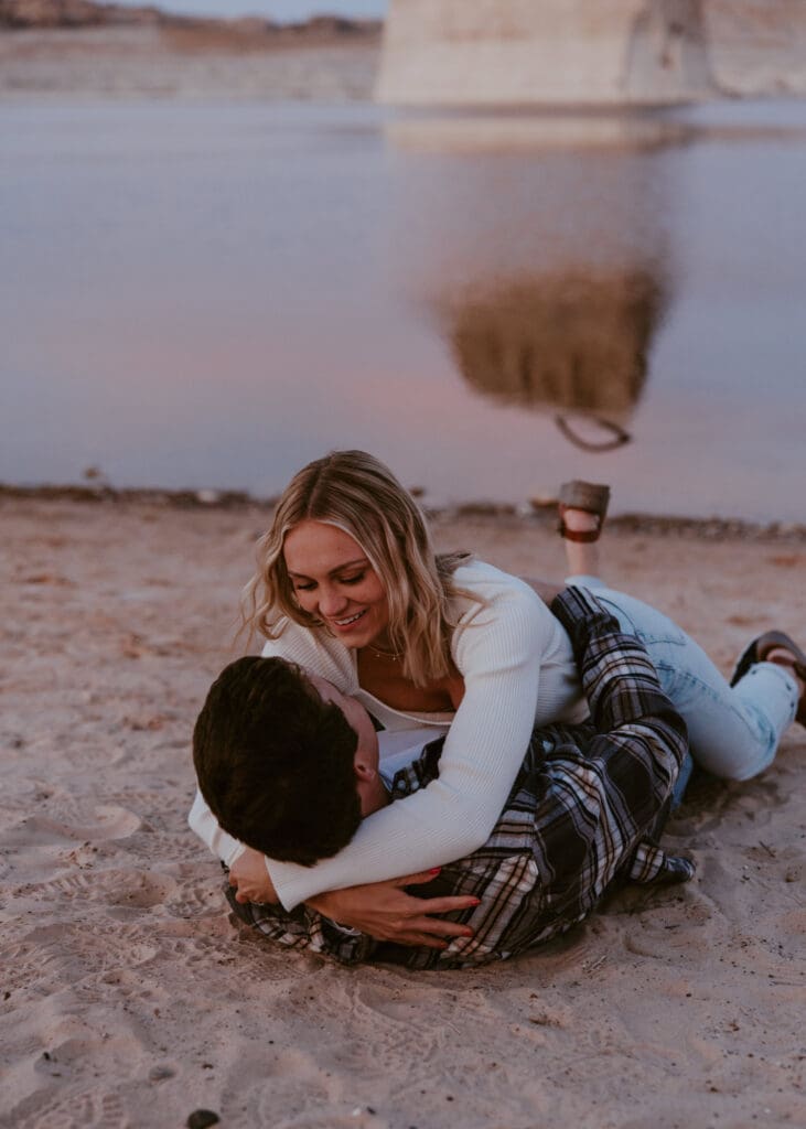 Braylee and Kacen | Lone Rock Lake Powell, Arizona Engagement Photos | Southern Utah Wedding and Elopement Photographer, Emily Dawn Photo