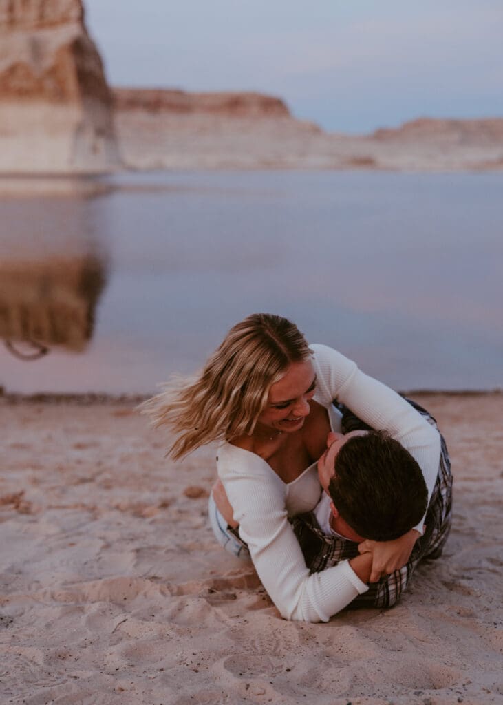 Braylee and Kacen | Lone Rock Lake Powell, Arizona Engagement Photos | Southern Utah Wedding and Elopement Photographer, Emily Dawn Photo
