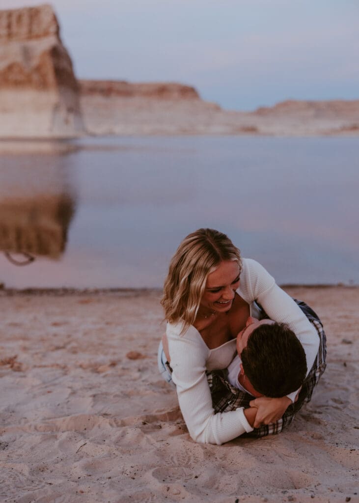 Braylee and Kacen | Lone Rock Lake Powell, Arizona Engagement Photos | Southern Utah Wedding and Elopement Photographer, Emily Dawn Photo