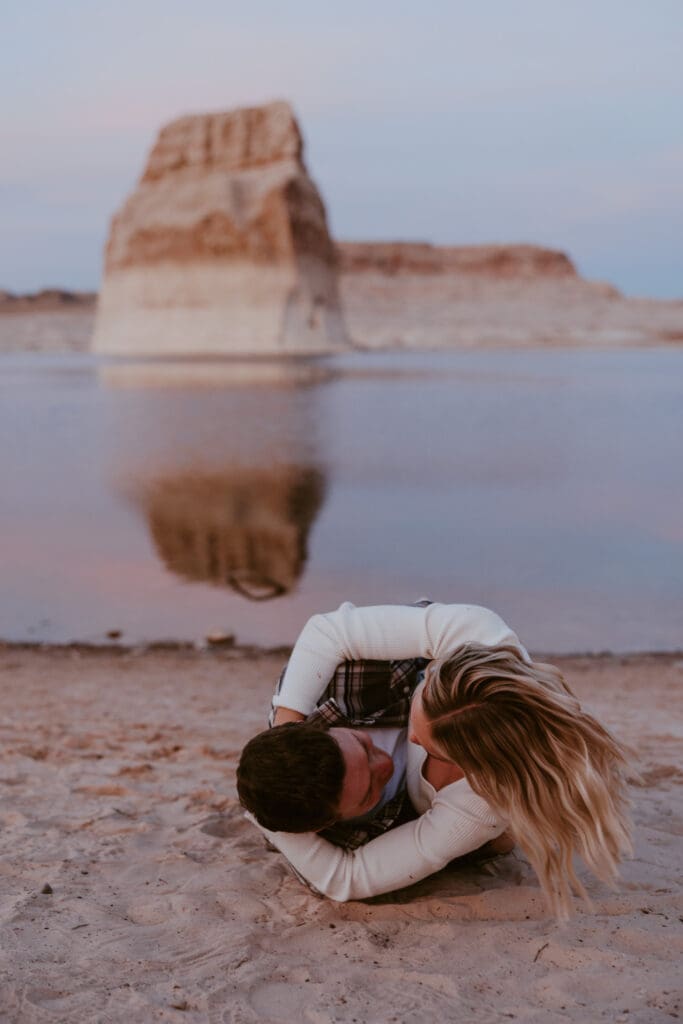 Braylee and Kacen | Lone Rock Lake Powell, Arizona Engagement Photos | Southern Utah Wedding and Elopement Photographer, Emily Dawn Photo