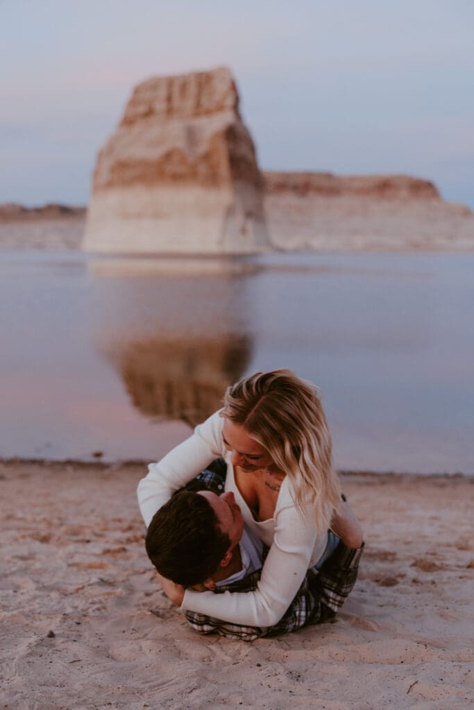 Braylee and Kacen | Lone Rock Lake Powell, Arizona Engagement Photos | Southern Utah Wedding and Elopement Photographer, Emily Dawn Photo