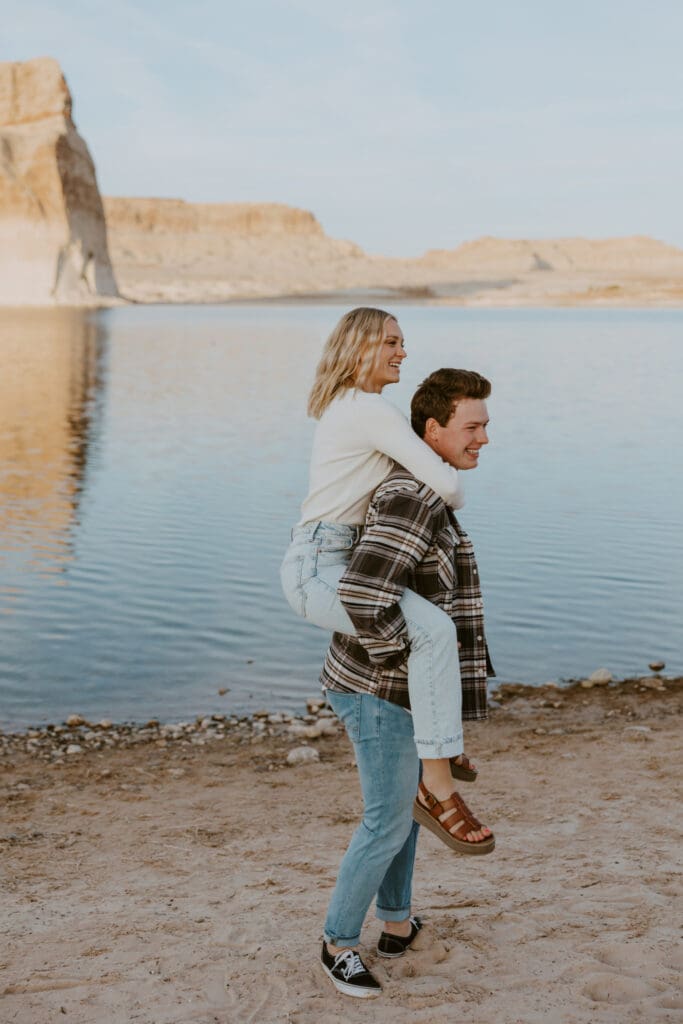 Braylee and Kacen | Lone Rock Lake Powell, Arizona Engagement Photos | Southern Utah Wedding and Elopement Photographer, Emily Dawn Photo