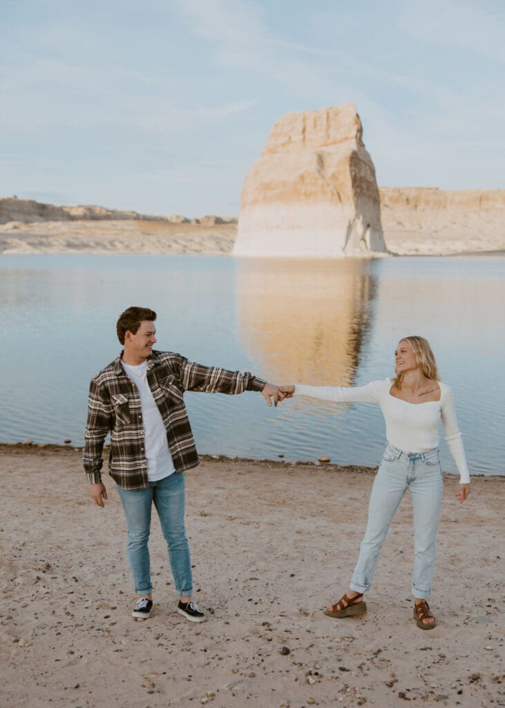 Braylee and Kacen | Lone Rock Lake Powell, Arizona Engagement Photos | Southern Utah Wedding and Elopement Photographer, Emily Dawn Photo