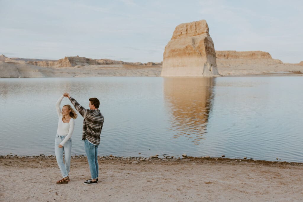 Braylee and Kacen | Lone Rock Lake Powell, Arizona Engagement Photos | Southern Utah Wedding and Elopement Photographer, Emily Dawn Photo