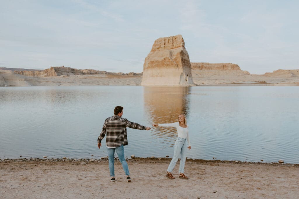 Braylee and Kacen | Lone Rock Lake Powell, Arizona Engagement Photos | Southern Utah Wedding and Elopement Photographer, Emily Dawn Photo