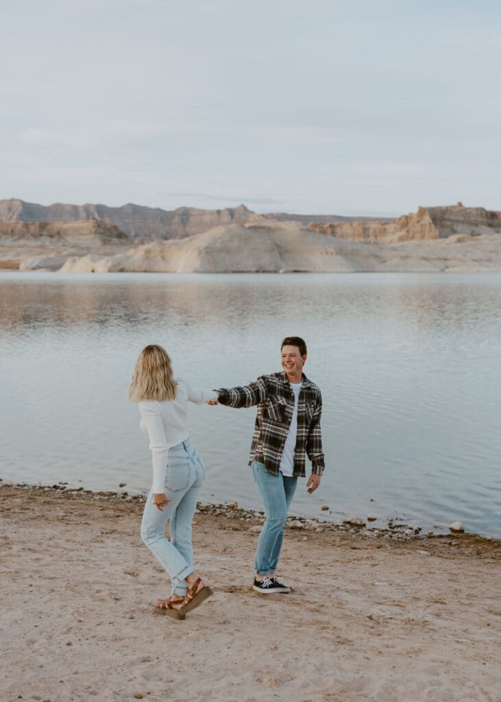 Braylee and Kacen | Lone Rock Lake Powell, Arizona Engagement Photos | Southern Utah Wedding and Elopement Photographer, Emily Dawn Photo