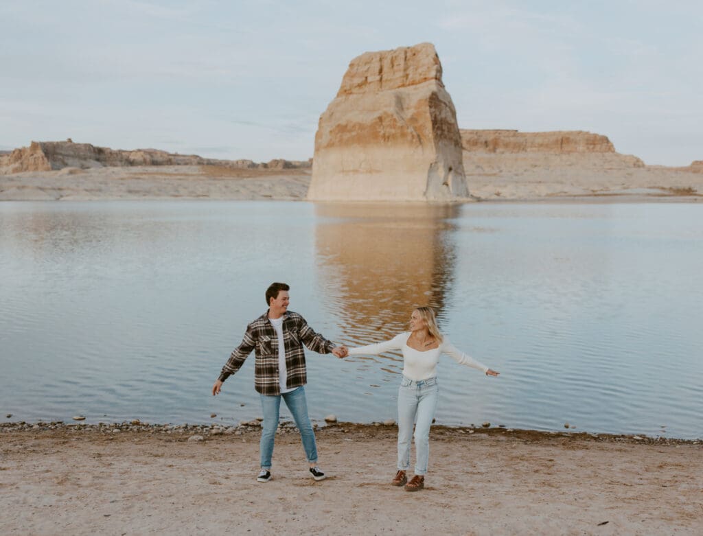 Braylee and Kacen | Lone Rock Lake Powell, Arizona Engagement Photos | Southern Utah Wedding and Elopement Photographer, Emily Dawn Photo