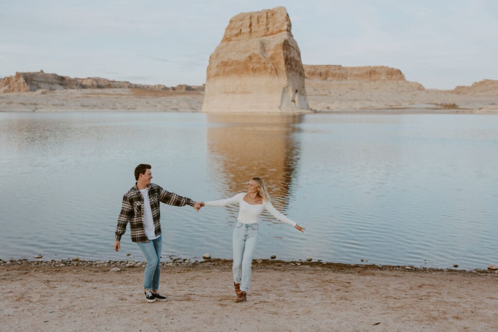 Braylee and Kacen | Lone Rock Lake Powell, Arizona Engagement Photos | Southern Utah Wedding and Elopement Photographer, Emily Dawn Photo