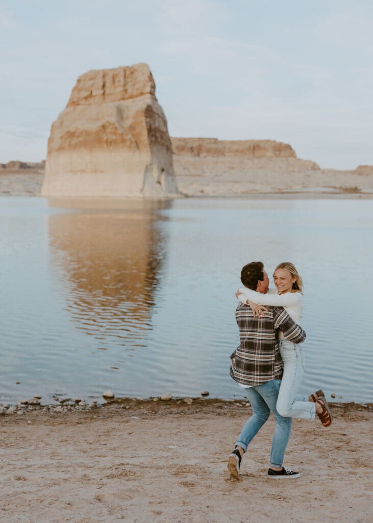 Braylee and Kacen | Lone Rock Lake Powell, Arizona Engagement Photos | Southern Utah Wedding and Elopement Photographer, Emily Dawn Photo