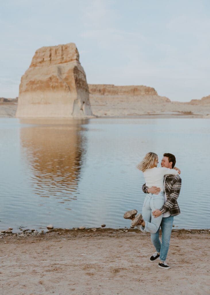Braylee and Kacen | Lone Rock Lake Powell, Arizona Engagement Photos | Southern Utah Wedding and Elopement Photographer, Emily Dawn Photo