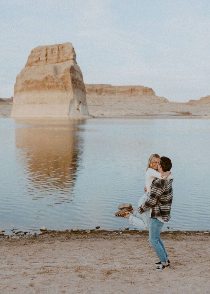 Braylee and Kacen | Lone Rock Lake Powell, Arizona Engagement Photos | Southern Utah Wedding and Elopement Photographer, Emily Dawn Photo