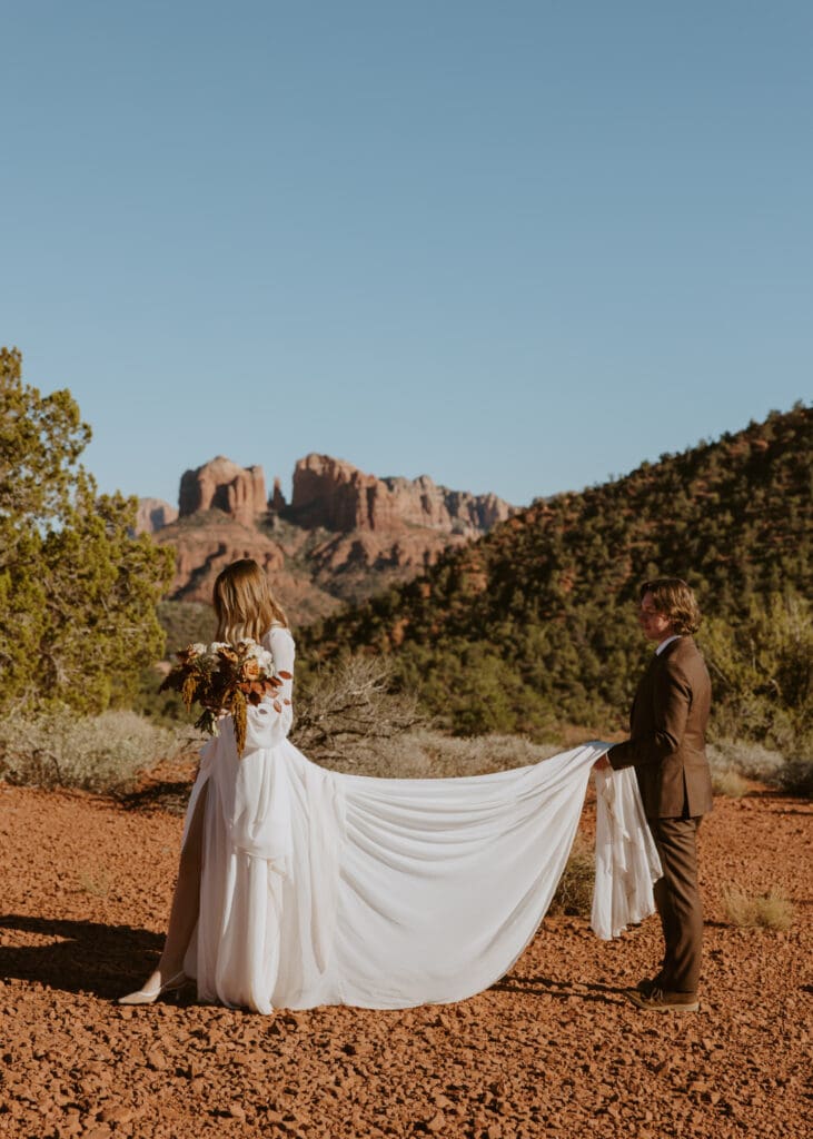 Akira and Gray | Lover’s Knoll Sedona, Arizona Bridal Photos | Southern Utah Wedding and Elopement Photographer, Emily Dawn Photo